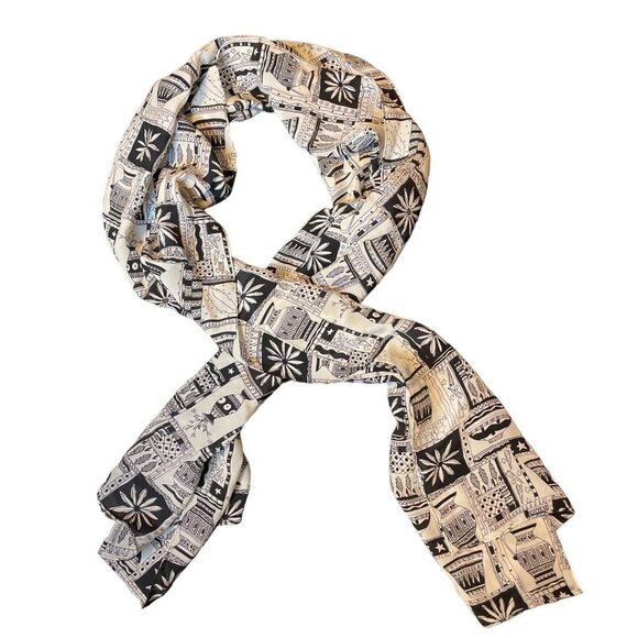 Black White Design Long Decorative Scarf - Picture 1 of 4